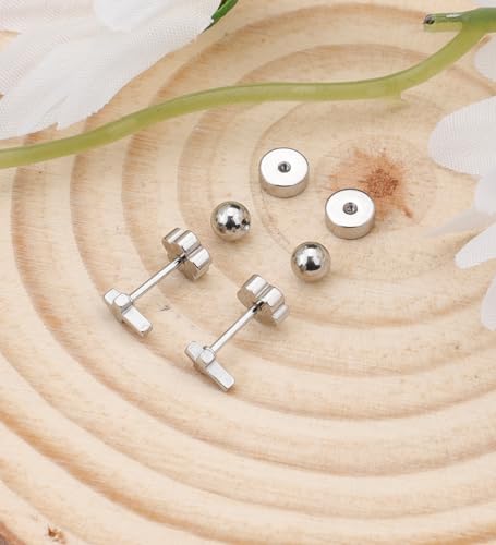 Enticera 14K Gold Stud Earrings for Women 20g Leaf Cross Bar Handmade Flat Back Earrings Hypoallergenic Nap Screw Back Cartilage Earrings Tragus Helix Piercing Jewelry - color: Silver Tone, style: Cross