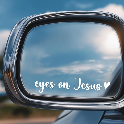 Eyes on Jesus Christian Car Sticker for Women - color: Eyes on Jesus (White)