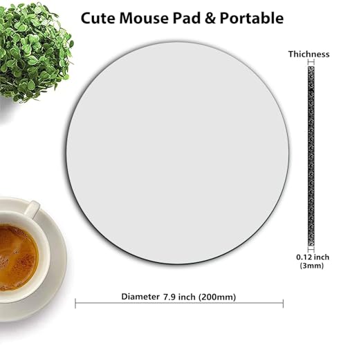 White Round Mouse Pad Portable, Circular Blank Desk Mat for Laptop - color: White Color