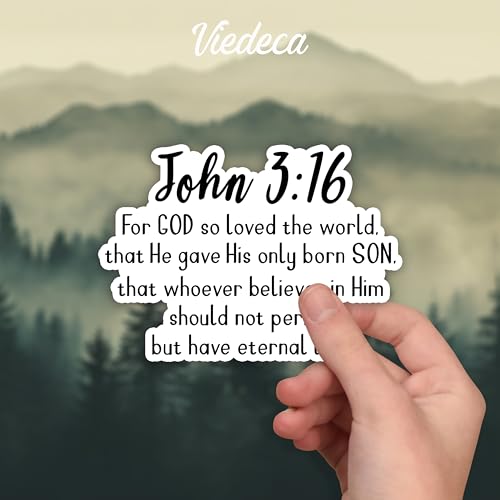 (3Pcs) Loved Christian Sticker Inspirational Quotes Bible Verse John 3:16 Jesus Vinyl Decals for Tumbler Kindles Laptop Water Bottles Books Phone - Size 3x2.2 Inch