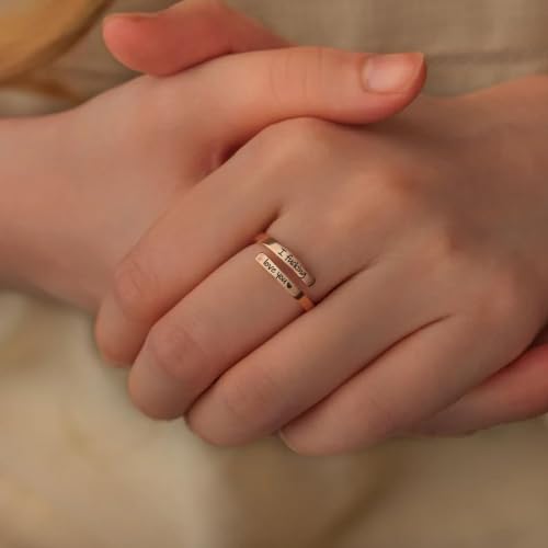 Faith Over Fear Cross Inspirational Rings for Women Daughter, Christian Blessed Hope Love Encouragement Rings Adjustable Open Tiny Purity Wrap Thumb Cross Ring Jewelry Graduation Cocktail Party - color: Fcking Love You Gold