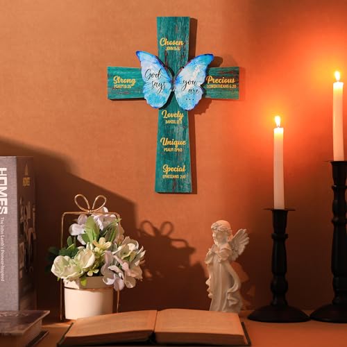 Panelee Cross Wooden Cross Wall Decor Christian Bible Verse Sign - style: Cross