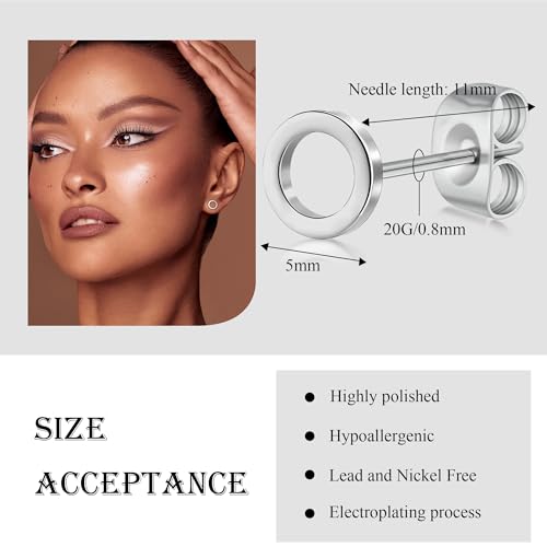 Geometric Titanium Stud Earrings – Hypoallergenic, Minimalist & Versatile - color: Circle Earrings-Silver