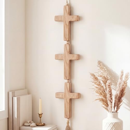 Fuutreo Large Wooden Cross Wall Decor 31.5" Religious Cross Hanging Decor