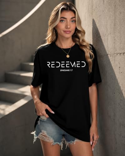 Aiyino Men's Redeemed Christian T-Shirt Graphic Tee 100% Cotton - color: Black, size: Large