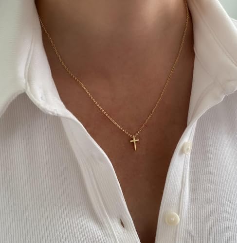 Cross Necklace for Women, Dainty Gold Necklace Tiny Cross Charm Necklace - color: Silver-Cross 1