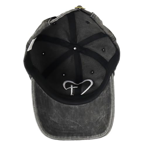 Vintage Dad Mom Baseball Cap with Heart Cross, Religious Jesus Hat