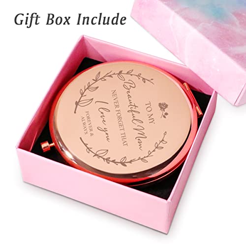 Personalized Gifts for Mom, Custom Mom Gifts for Birthday, Engraved Mother Compact Mirror, Mothers Day Basket Stuffers - color: Mom - I Love You