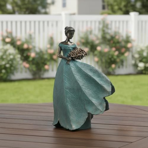 Guichifun Fairy Statue Leaf Angel Girls 7.5 x 4.5 x 11.5 Inch - color: Green-flower, size: Large