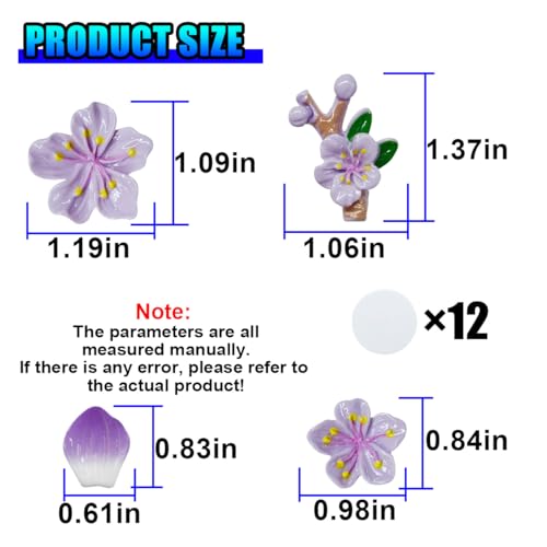 5PCS Peach Blossoms Car Dashboard Decoration (Purple) - color: Purple