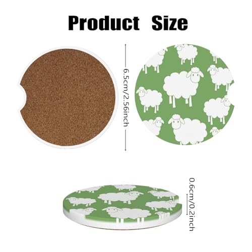 Ceramic Car Cup Coasters 2PCS - Sheep - color: Sheep