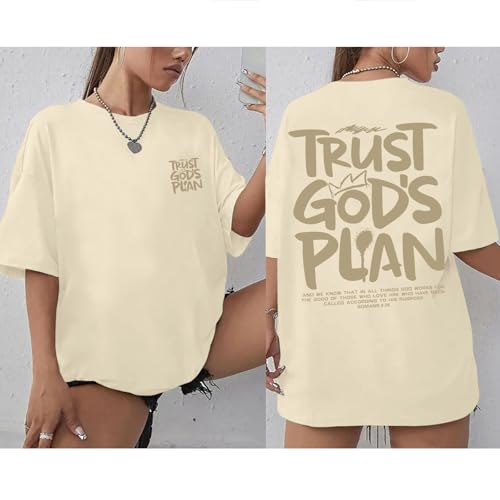 Christian Shirts for Women God Faith Shirt Jesus Oversized Religious Tees Bible Verse Tee Graphic Inspirational Tops - color: Apricot, size: Large
