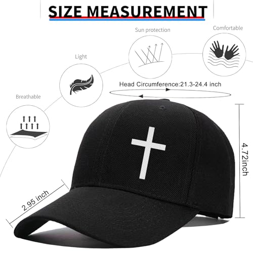 Baseball Cap for Men Cotton Baseball Hat Black Snapback Hats for Men - color: Cross