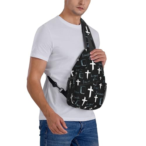 Jesus Christian Cross Crossbody Sling Bag For Women Men Adjustable Chest Bag Cute Shoulder Backpack Daypack For Sport Travel Hiking - color: Jesus Christian Cross 5