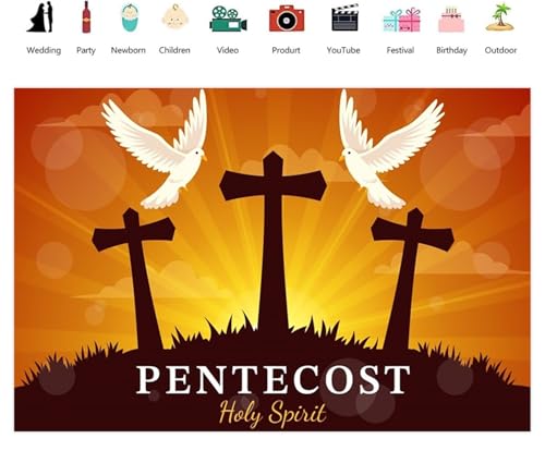 Leowefowa Pentecost Holy Spirit Backdrop Banner 7x5ft Church Three Cross Holy Spirit Dove Backdrop Background 2026 Pentecost Sunday Banner Decor Photo Booth Props Vinyl - color: Color 05, size: 7x5ft