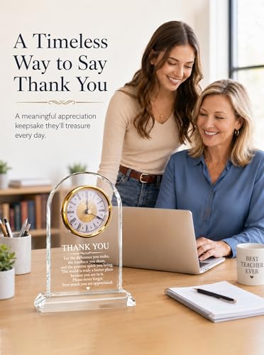 Thank You Gifts for Women Men, Appreciation Glass Desk Clock - color: Thank You Gift