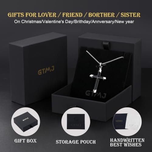 Lapis Lazuli/Amethyst Cross Necklace for Men Waterproof and Sweat-Resistant Suitable for both men and women With Adjustable Box Chain Christian Jewelry Father Day Gifts for Men - color: Black&Silver