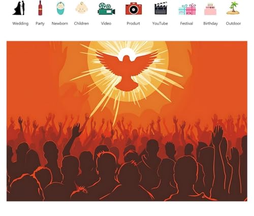 Leowefowa Holy Spirit Christian Backdrop Banners 6x4ft Holy Spirit Dove Fire Decorations 2026 Pentecost Sunday Celebration Backdrop Red and White Church Decor Pentecost Sunday Religious Vinyl - color: Color 02, size: 6x4ft