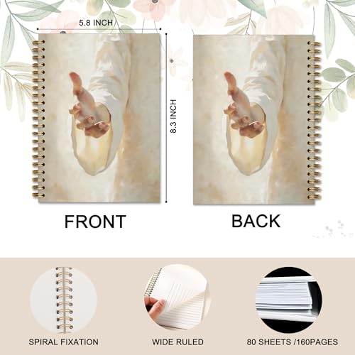 Neutral Christian Jesus Spiral Notebook Journal, Jesus Gifts for Women Men, Christian The Hand Of God Bible Verse Notebook Journal for School Office Supplies, 5.5 x 8.3 Inch - color: 21Child