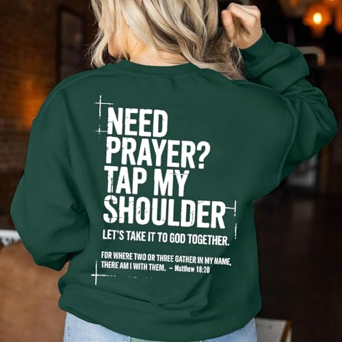 Christian Sweatshirts for Women Jesus Cross Casual Pullover - color: Green, size: Medium