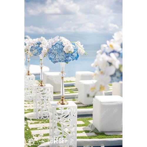 VIJIV Clear Acrylic Crystal Trumpet Vase, Tall Wedding Flower Centerpiece - size: Tall-23.6IN