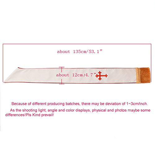 BLESSUME 1PC Clergy Mass Stole Cross Embroidered Wedding Stole - color: White/Red