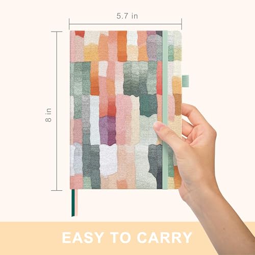 &And Per Se Dotted Journal Notebook, A5 Hardcover Aesthetic Dotted Notebook – 160 Pages 100gsm Thick Dot Grid Paper, 3 Sticker Sheets – Gift-Ready Journaling Kit for Women (Colorful Stripes) - color: h.Colorful Stripes, style: Dotted with Pattern