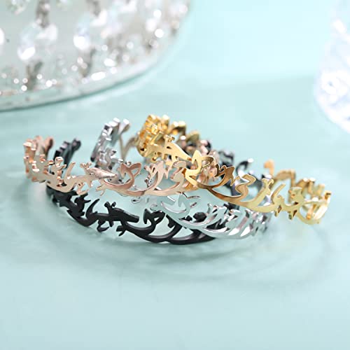 Qitian Islamic Jewelry Gifts for Women Allah Gold Bangles Bracelets Ayatul Kursi Arabic Cuff Bracelet for Women Men Islam Eid Ramadan New Year Gifts - color: Q-Rose Gold-Oriental