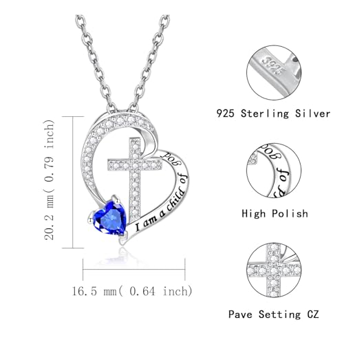 MANBU Sterling Silver Cross I am a Child of God Necklace for Girls - style: 09-September