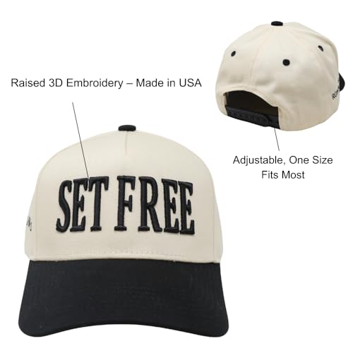 Faith Series 2-Tone Trucker Hat – Christian Faith-Based Cap with Bible Verse Detail - color: Set Free | Romans 8:1 | Black