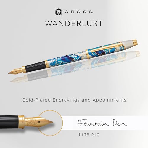 Cross Wanderlust Malta Refillable Fountain Pen, Fine Nib, Black Ink - color: Black