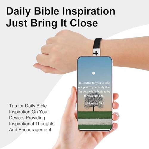 Daily Bible Verse Bracelet, Christian Bracelet for Women Men, Christian Jesus Jewelry Gifts Wristband - style: Black
