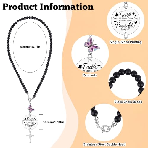 Faith Christian Car Charm for Women Religious Gifts for Pastor Mom Sister Inspirational Christian Presents for Easter Christmas Baptism Car Interior Rear View Mirror Pendant Bible Verse Accessories - color: Butterfly Cross Themed Style1