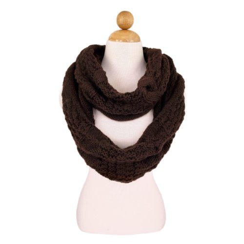 TrendsBlue Premium Winter Thick Infinity Twist Cable Knit Scarf - Diff Colors Avail. - color: Brown