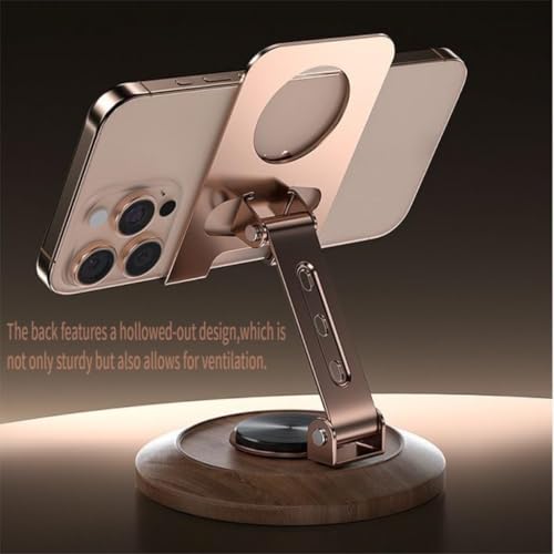 Adjustable Cell Phone Stand,360 Rotating Foldable Desktop (Wood Grain Color)