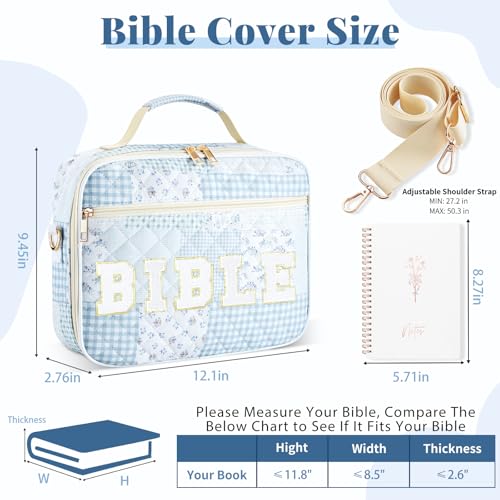 Personalized Initial Bible Cover Case for Women Bible Bag w/Study Supplies - color: Spliced Flower, size: Spliced Flower-Bible
