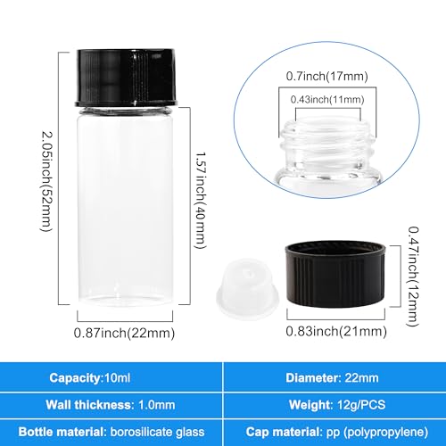 10ml Clear Glass Vials with Screw Caps 10PCS - style: 10ml-10pcs