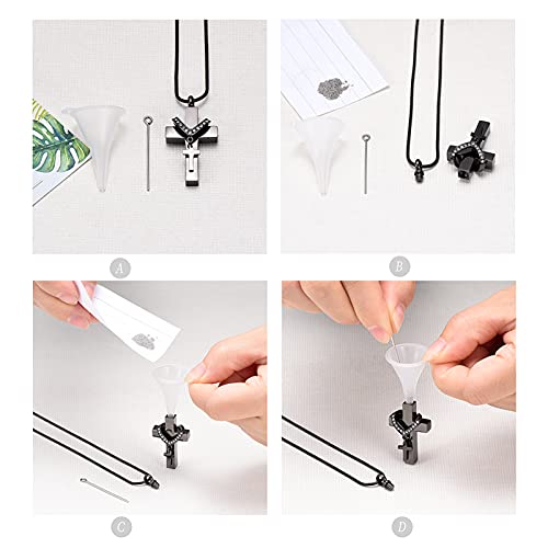 Cremation Jewelry for Ashes Pendant - Cross Urn Necklace with Mini Keepsake Urn Memorial Ash Jewelry - color: Black