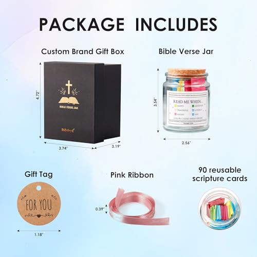 Glass Bible Verse Jar with 90 Inspirational Scripture Cards, Christian Prayer & Gratitude Decorative Jar, Perfect Religious Gifts for Women Men, Baptism, Easter, Christmas, Birthday Presents - style: Bible Jar of Emotions Feelings