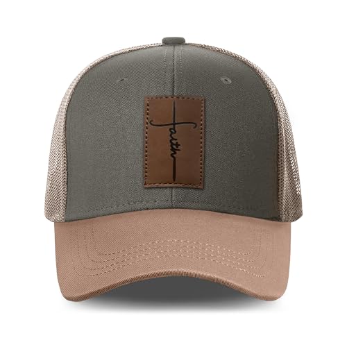 Christian Hats for Men & WomenJesus Cross HatChristianReligious GiftsforVarious Festivals&BirthdaysFaith Baseball/Trucker Cap - color: Light Green Faith