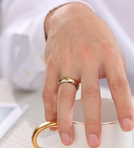 VQYSKO Tungsten Carbide Wedding Cigar Domed Band Ring Men Women 5-14 - color: Gold & Silver-6mm