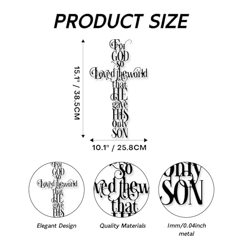 Rajukit Jesus Wall Art Cross Wall Decor with “For God So Loves the World” - color: A