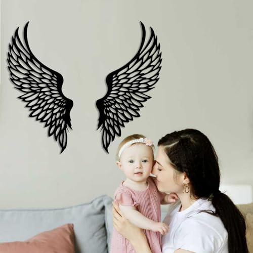 DUOOLN Angel Wings Metal Wall Decor Art, Abstract Butterfly Sculpture Black - color: Black - 2 Pcs Wings