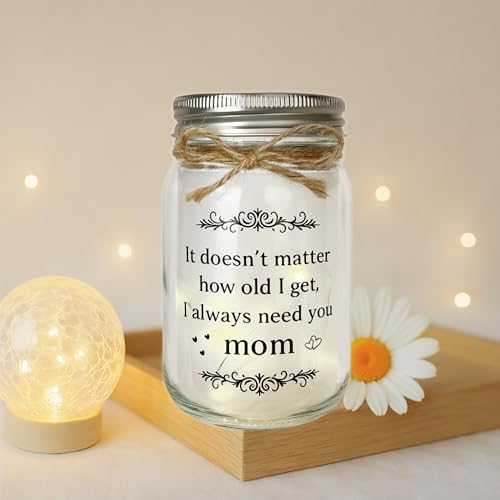 Mom Gifts from Daughter or Son, Mason Jar Night Light for Mom, Mothers Day & Birthday Gift, Keepsake Home Decor for Mother in Law - style: Mom Gifts