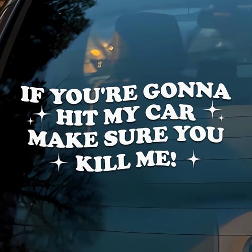 If You're Gonna Hit My Car Make Sure You K*ll Me Car Decal Funny Mental Health Joke Hilarious Car Windows Trucks Accessories Affirmations Vinyl Waterproof 6 Inches Bumper Sticker Gift for Friend Mom - style: If You're Gonna Hit My Car