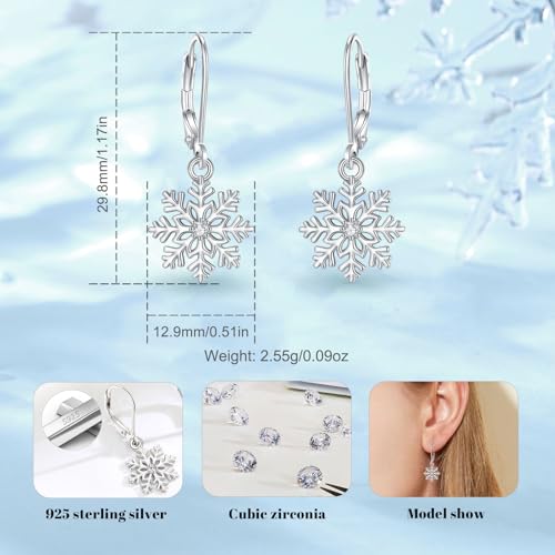 Vito Moonstone Turquoise Drop Earrings for Women, 925 Sterling Silver Hooks - style: Snowflake