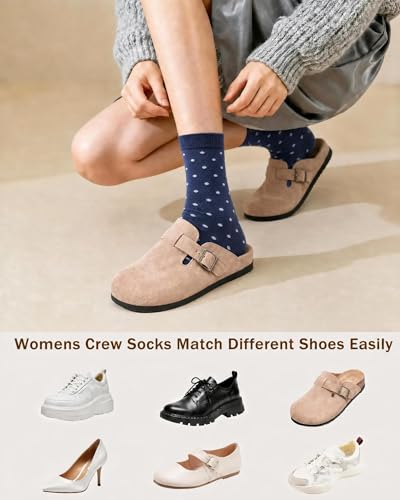 6 Pairs Crew Socks for Women, Soft Cute Funny Cotton Socks - color: Nautical Diary