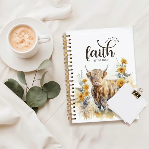 Bible Journal,Highland Cow Bible Notebook for Women,Cow Note Book - color: Faith