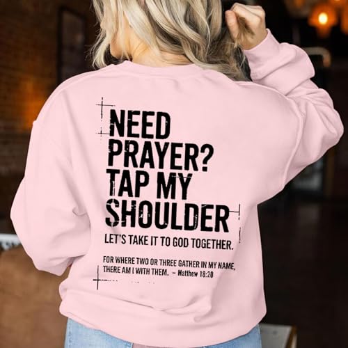 Christian Sweatshirts for Women Jesus Cross Casual Pullover - color: Pink, size: XX-Large
