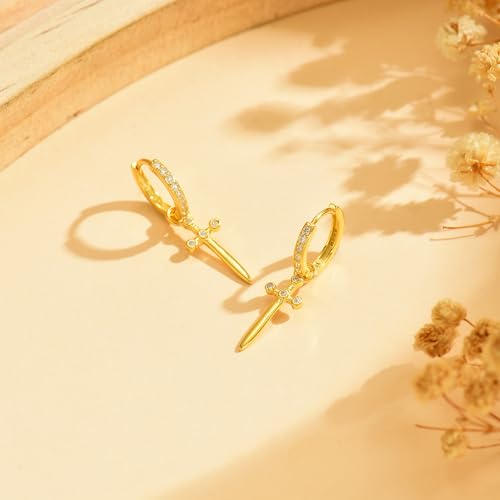 SUYACS Dainty 14k Gold Plated Cross Drop Dangle Earrings for Women - color: Style 2-Silver